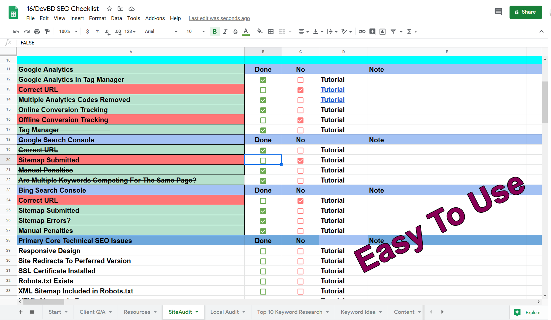 seo audit checklist template